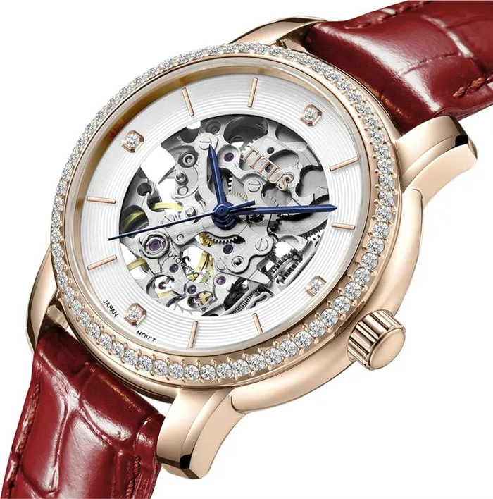 Exquisite 3 Hands Mechanical Leather Women Watch W06-03232-003