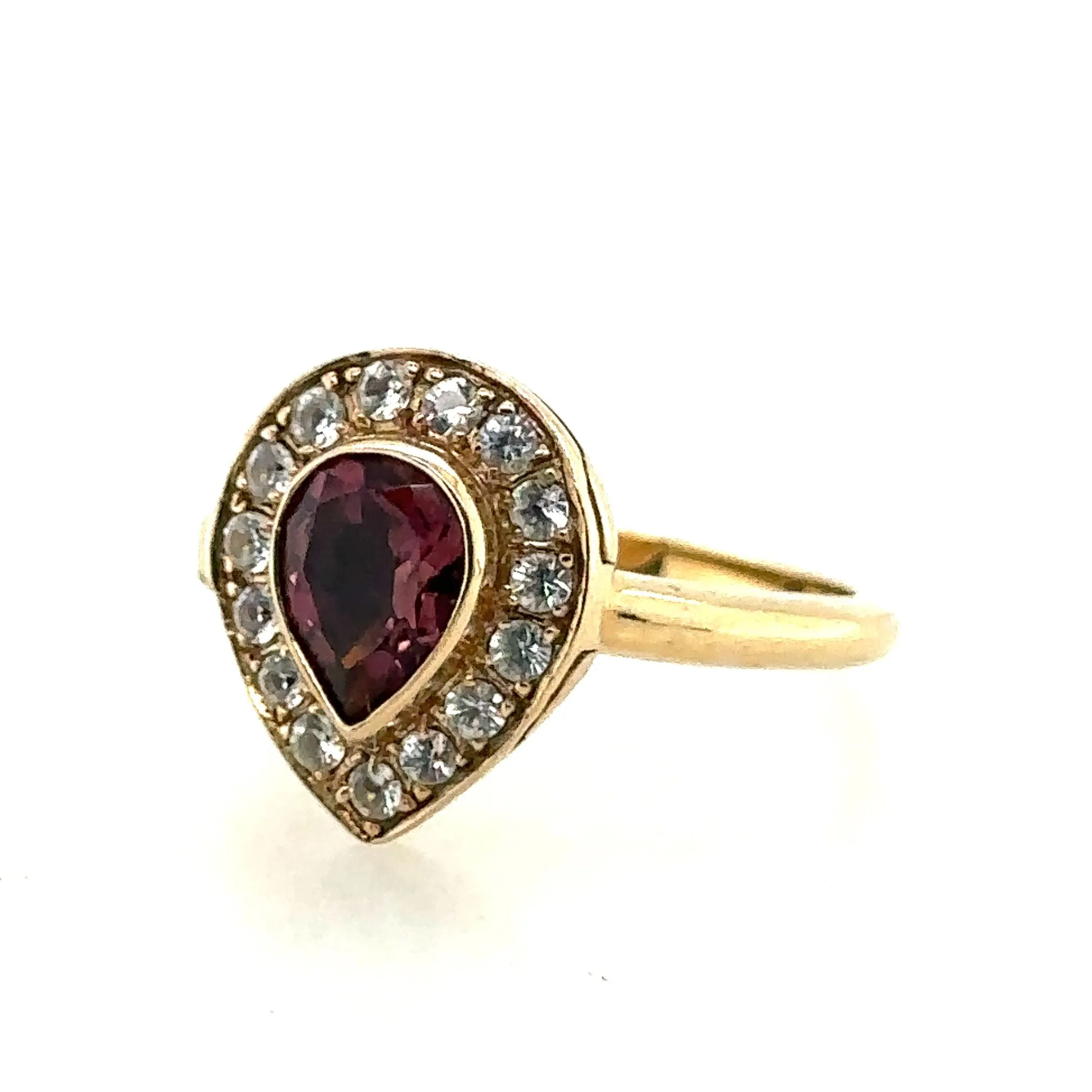 Exquisite 9ct Yellow Gold Tourmaline & Cubic Zirconia Cluster Ring