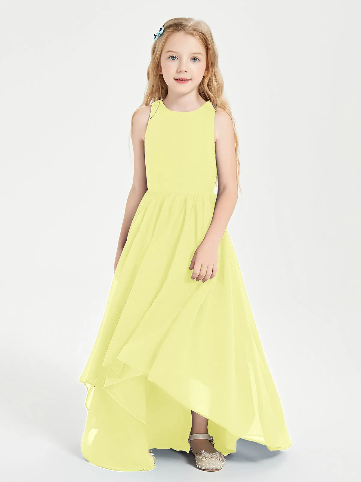 Exquisite Asymmetrical Junior Bridesmaid Dresses Scoop Neck Daffodil