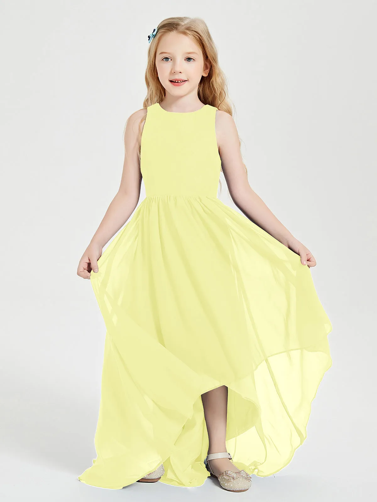 Exquisite Asymmetrical Junior Bridesmaid Dresses Scoop Neck Daffodil