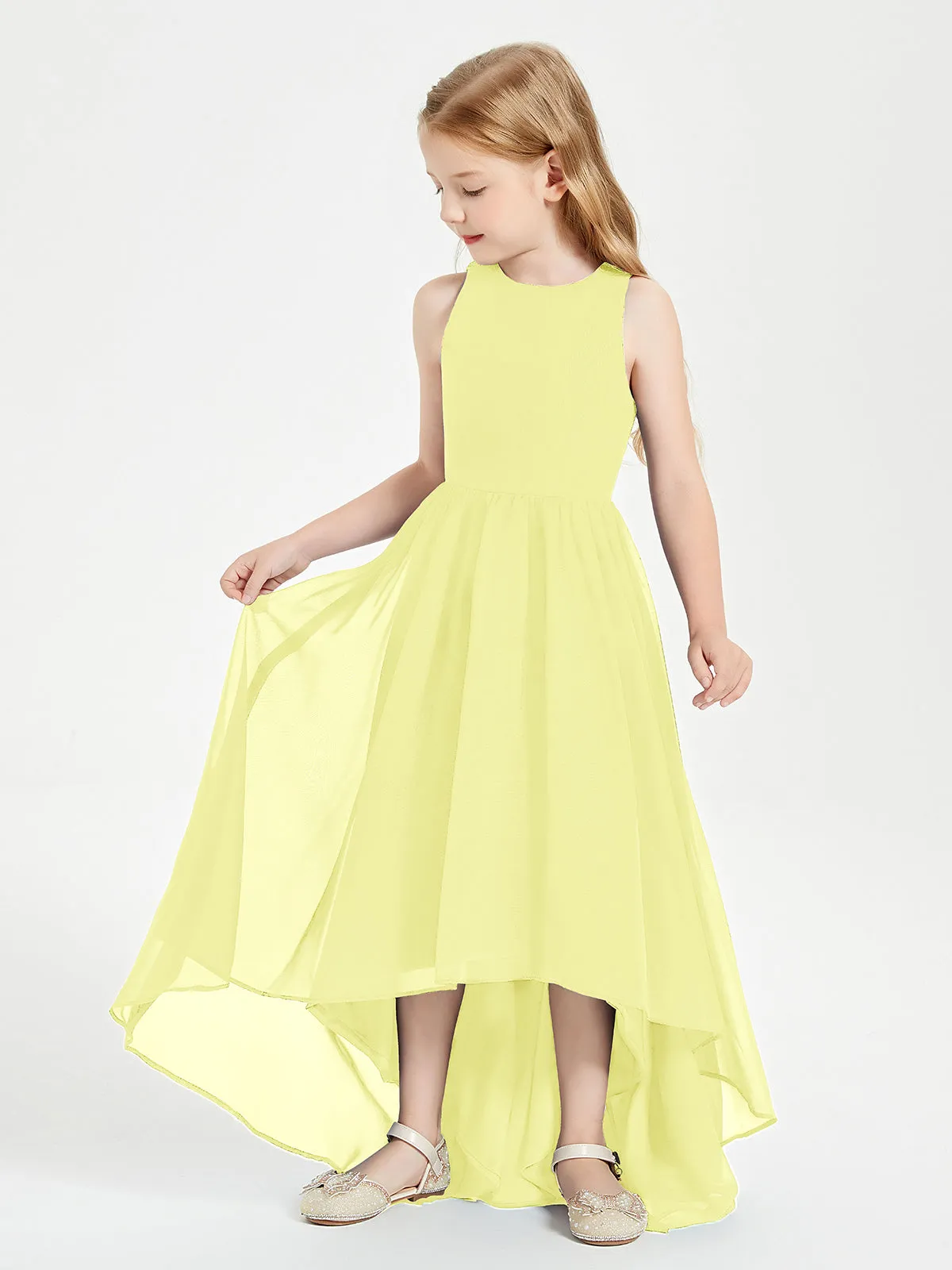 Exquisite Asymmetrical Junior Bridesmaid Dresses Scoop Neck Daffodil