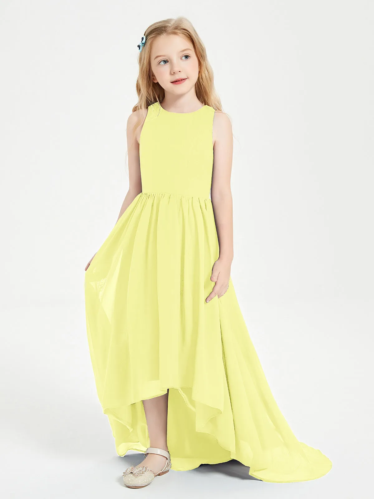 Exquisite Asymmetrical Junior Bridesmaid Dresses Scoop Neck Daffodil