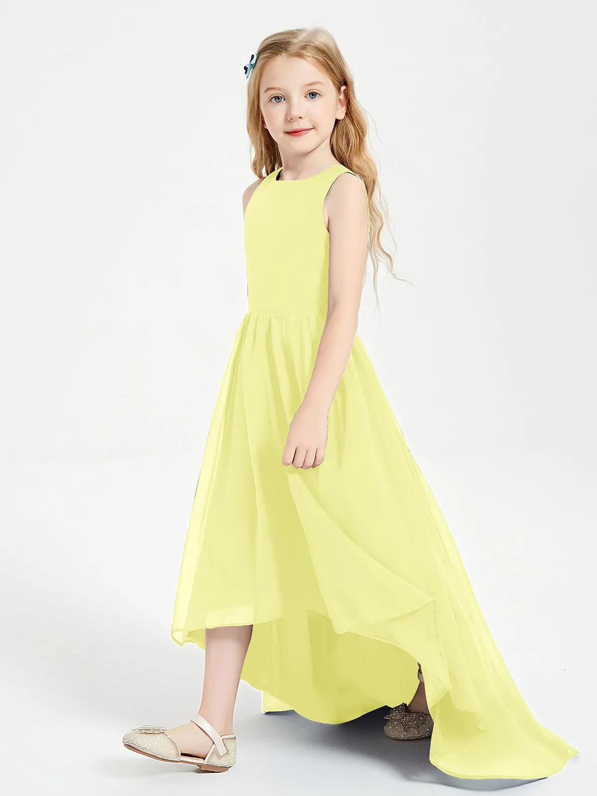 Exquisite Asymmetrical Junior Bridesmaid Dresses Scoop Neck Daffodil