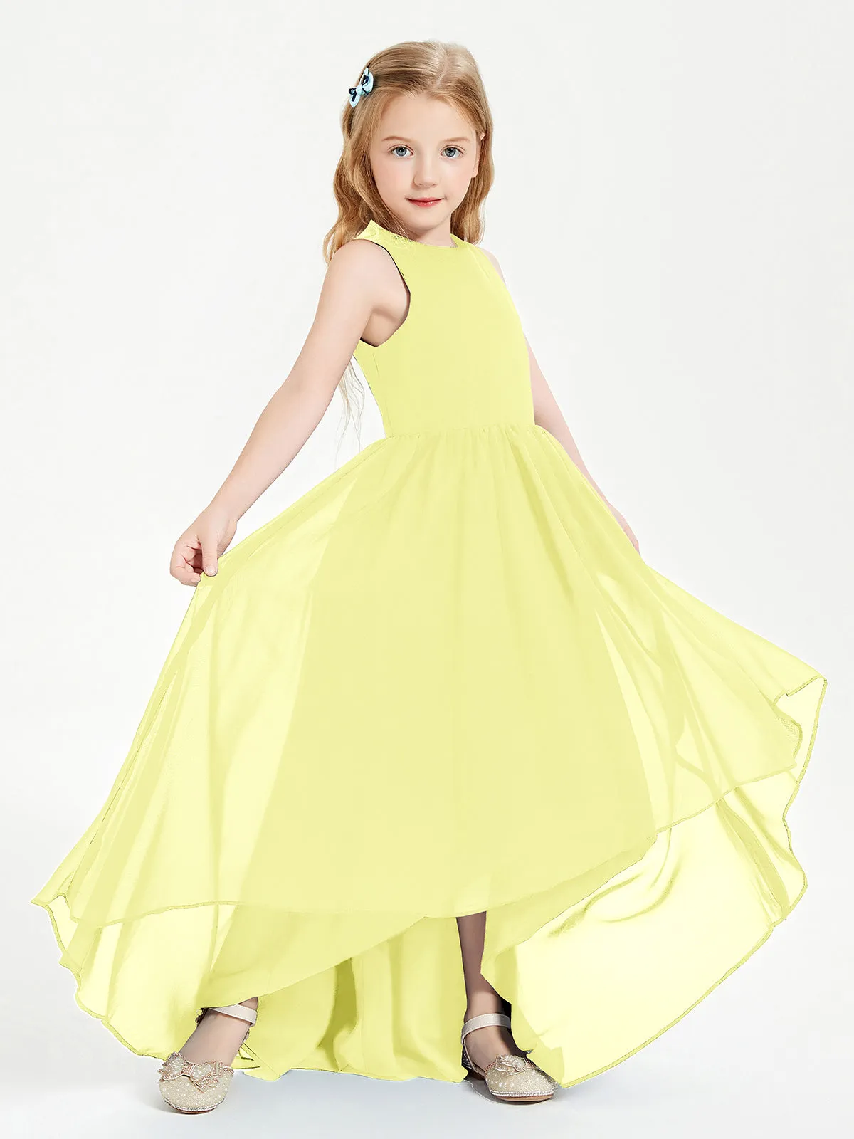 Exquisite Asymmetrical Junior Bridesmaid Dresses Scoop Neck Daffodil