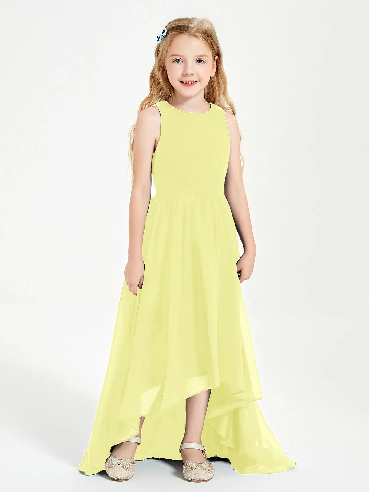 Exquisite Asymmetrical Junior Bridesmaid Dresses Scoop Neck Daffodil