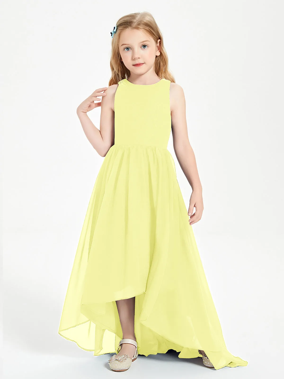 Exquisite Asymmetrical Junior Bridesmaid Dresses Scoop Neck Daffodil