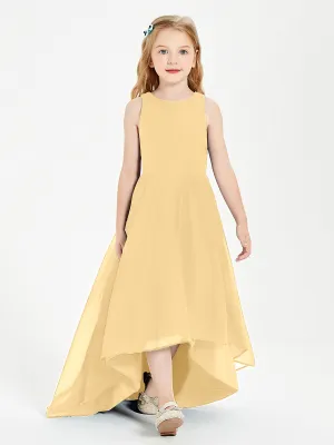 Exquisite Asymmetrical Junior Bridesmaid Dresses Scoop Neck Gold