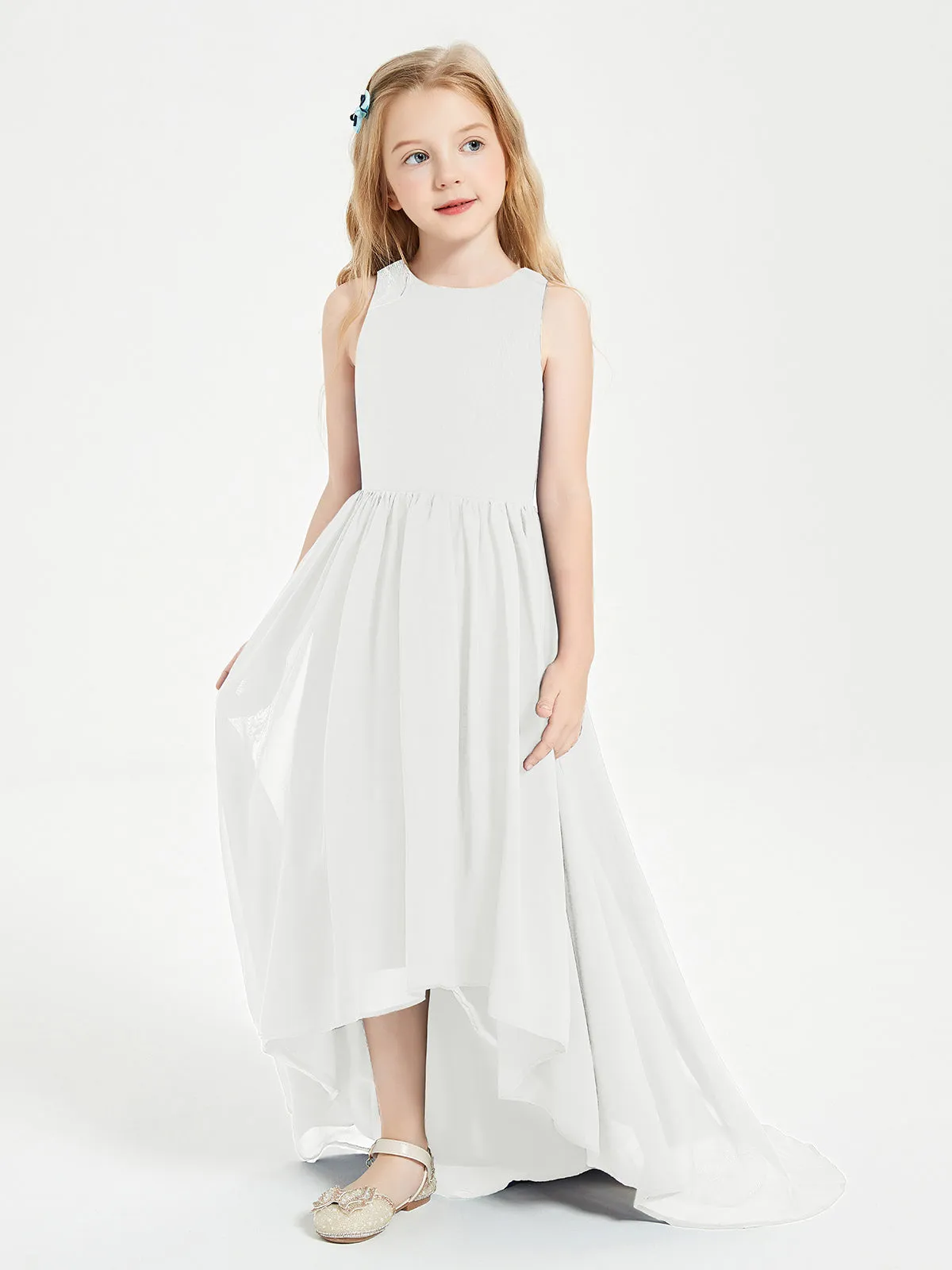 Exquisite Asymmetrical Junior Bridesmaid Dresses Scoop Neck Ivory