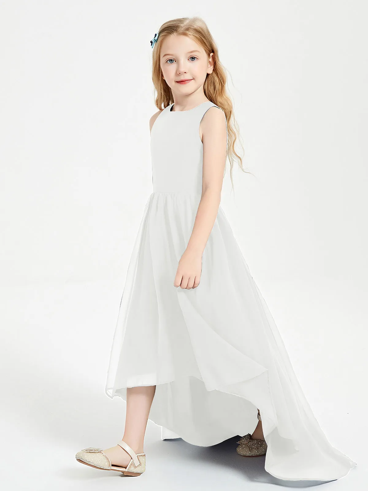 Exquisite Asymmetrical Junior Bridesmaid Dresses Scoop Neck Ivory