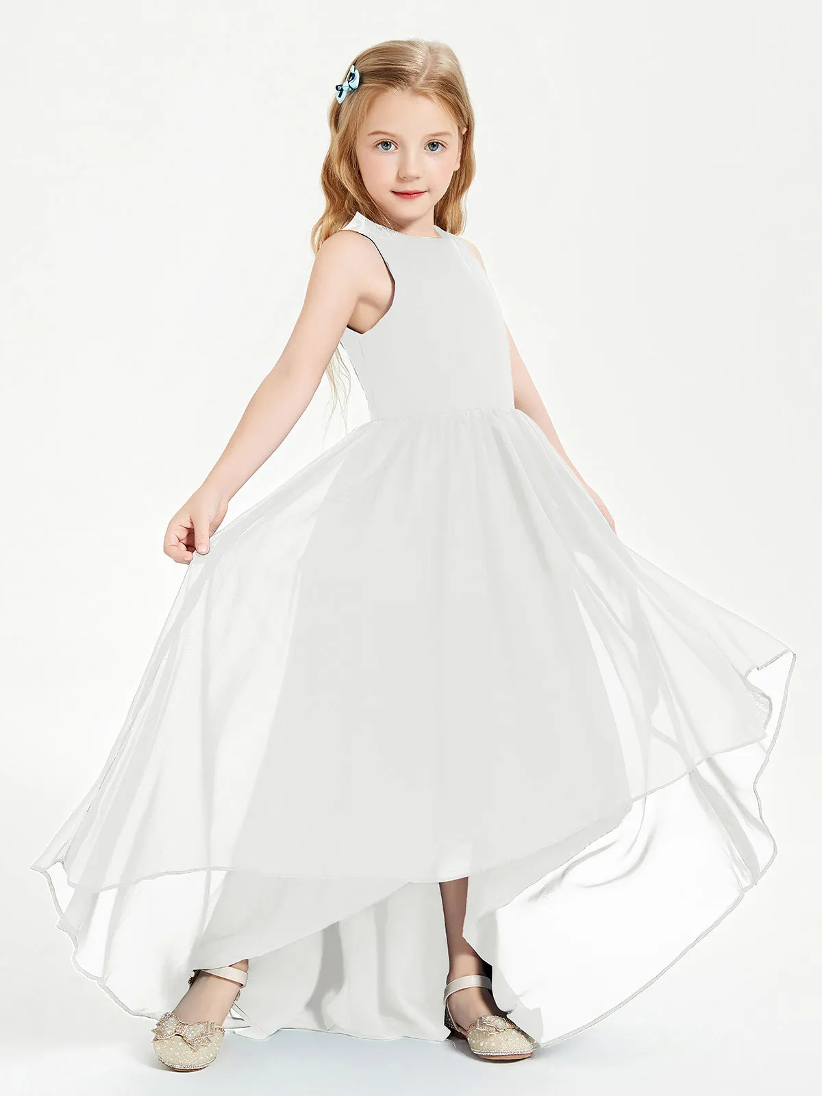 Exquisite Asymmetrical Junior Bridesmaid Dresses Scoop Neck Ivory