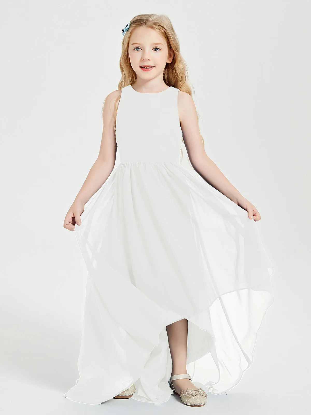 Exquisite Asymmetrical Junior Bridesmaid Dresses Scoop Neck Ivory