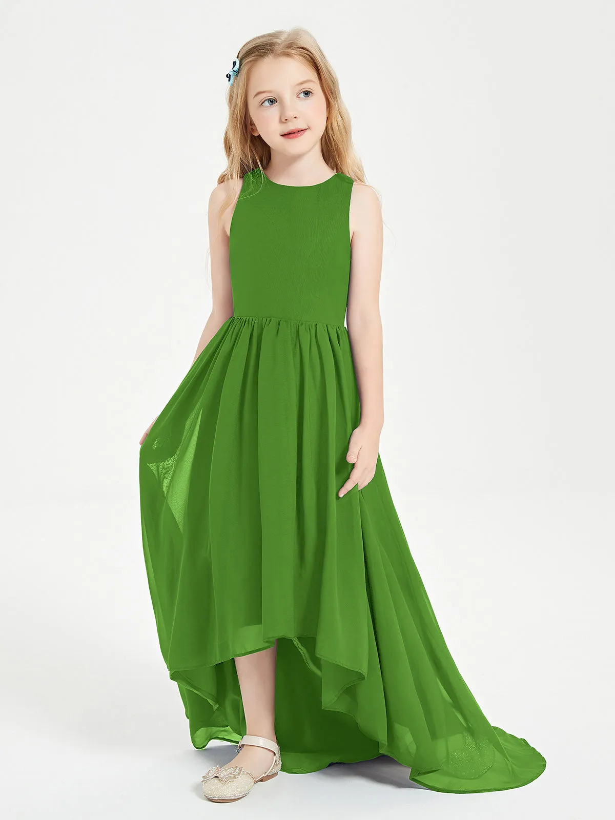 Exquisite Asymmetrical Junior Bridesmaid Dresses Scoop Neck Moss