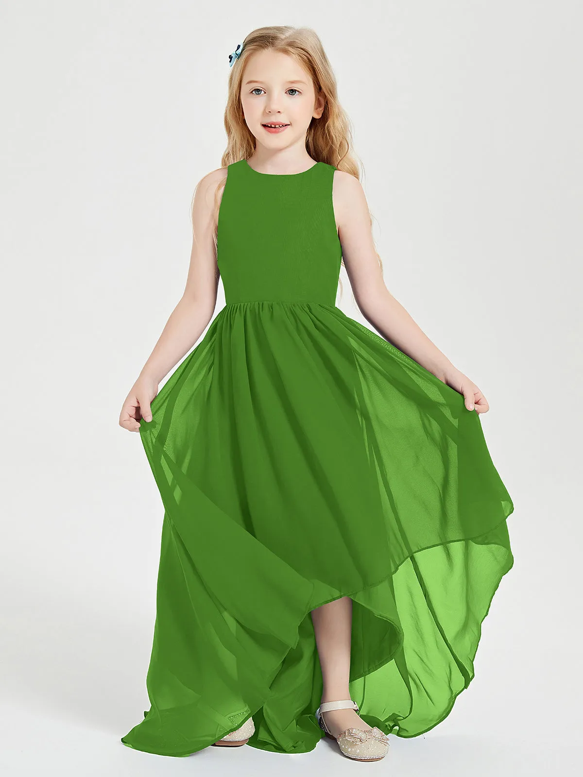 Exquisite Asymmetrical Junior Bridesmaid Dresses Scoop Neck Moss