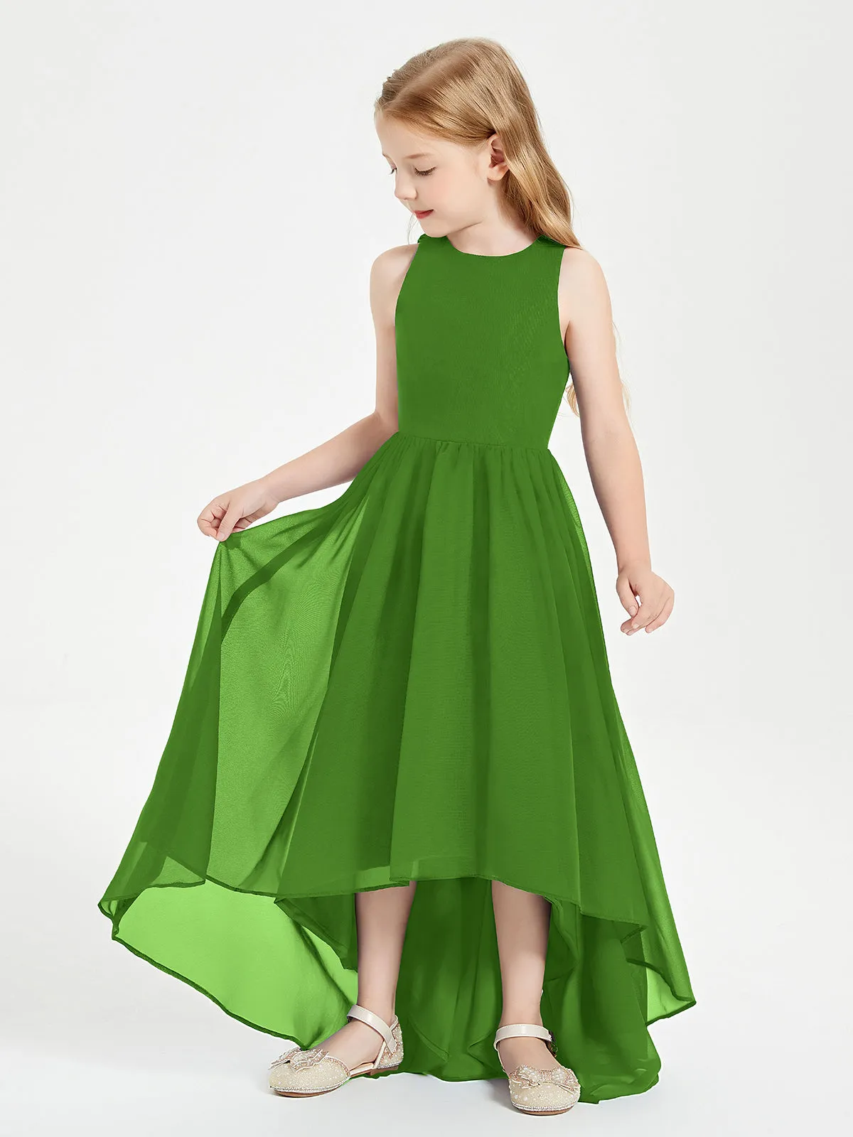 Exquisite Asymmetrical Junior Bridesmaid Dresses Scoop Neck Moss