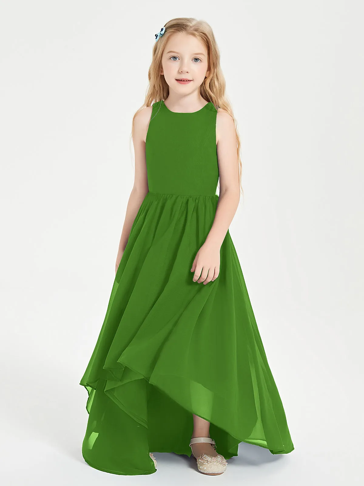 Exquisite Asymmetrical Junior Bridesmaid Dresses Scoop Neck Moss