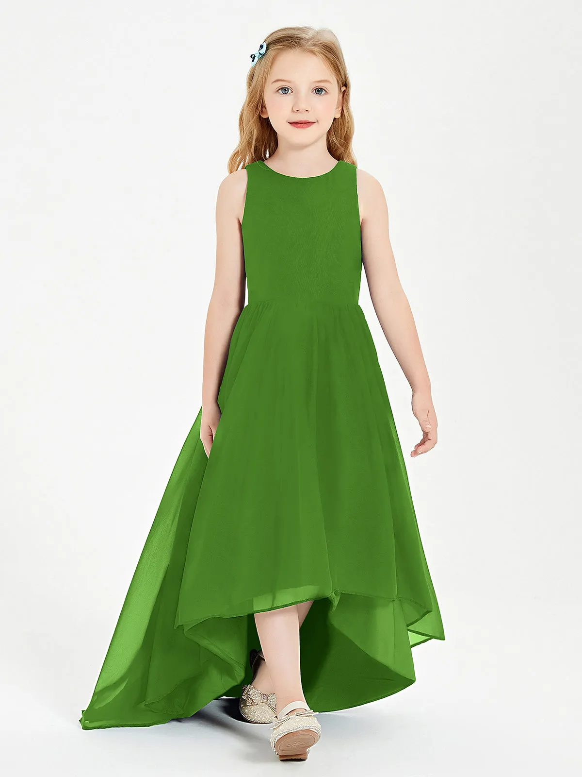 Exquisite Asymmetrical Junior Bridesmaid Dresses Scoop Neck Moss