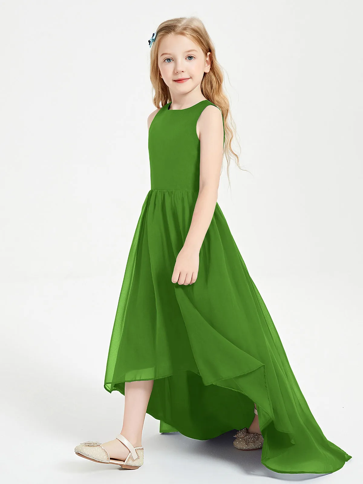 Exquisite Asymmetrical Junior Bridesmaid Dresses Scoop Neck Moss