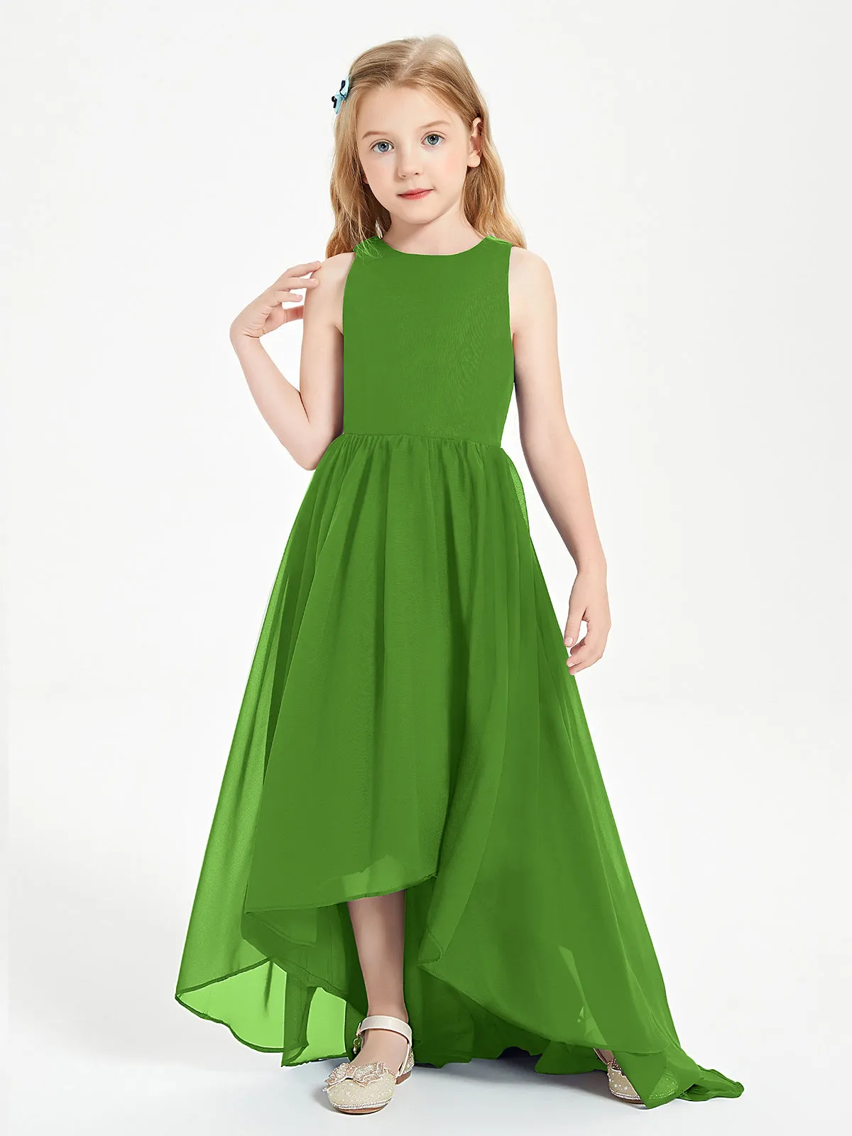 Exquisite Asymmetrical Junior Bridesmaid Dresses Scoop Neck Moss