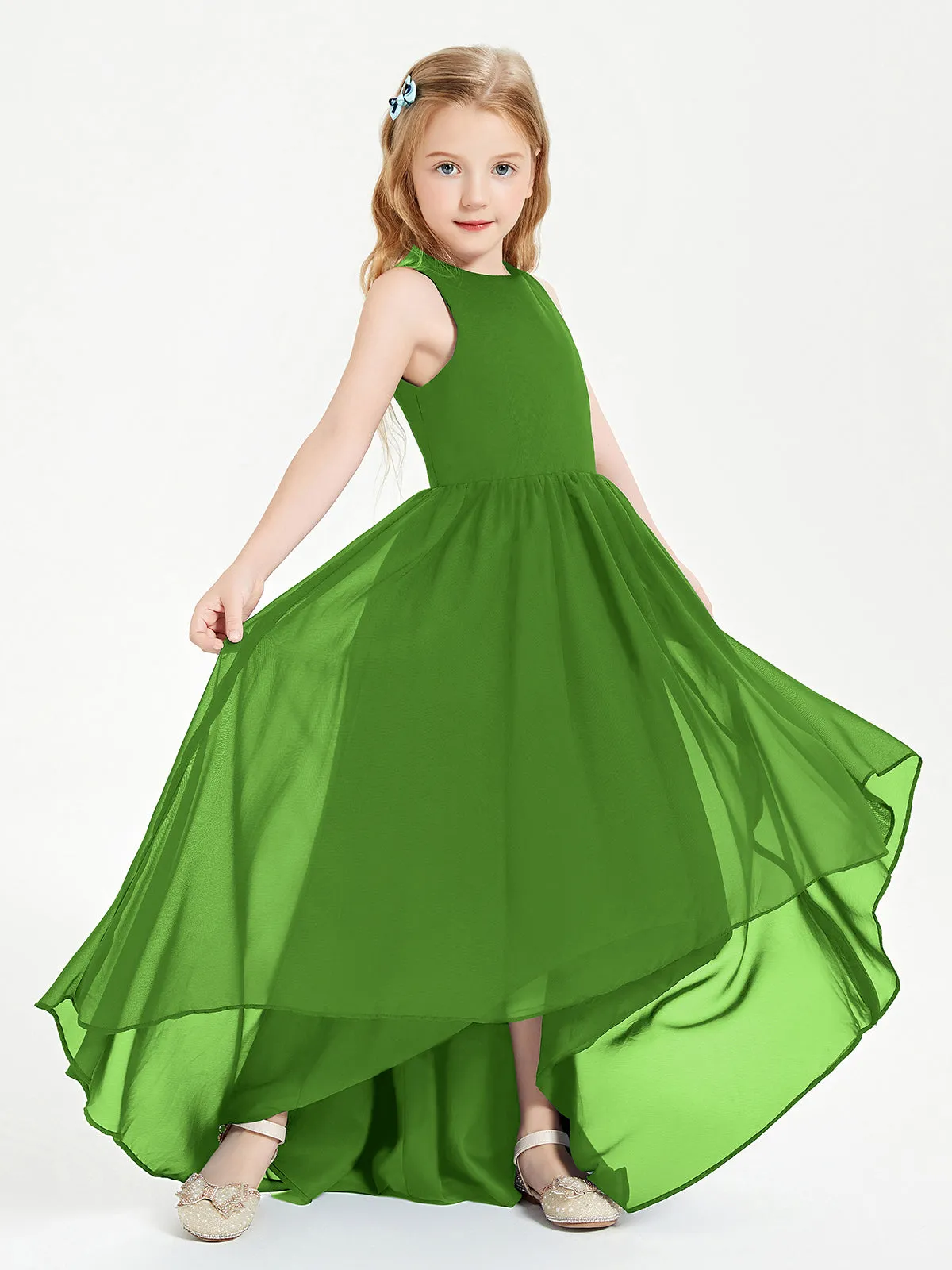 Exquisite Asymmetrical Junior Bridesmaid Dresses Scoop Neck Moss