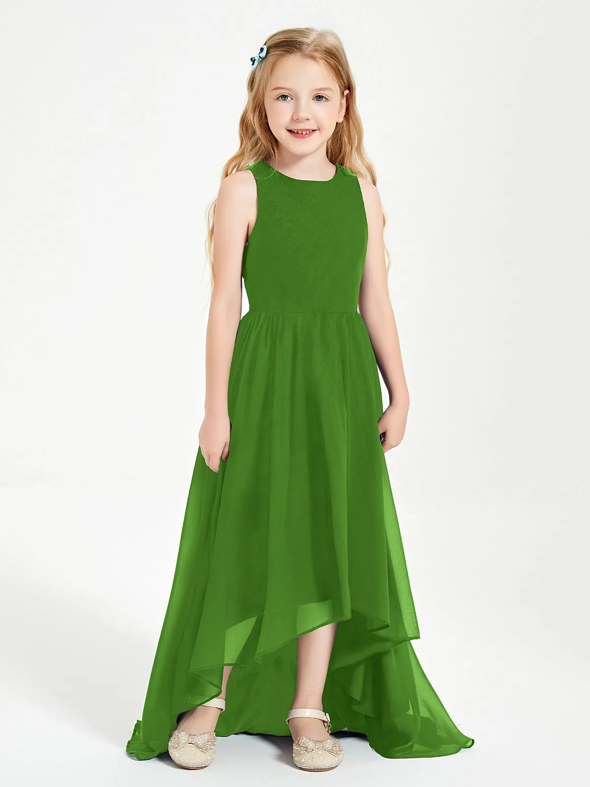 Exquisite Asymmetrical Junior Bridesmaid Dresses Scoop Neck Moss