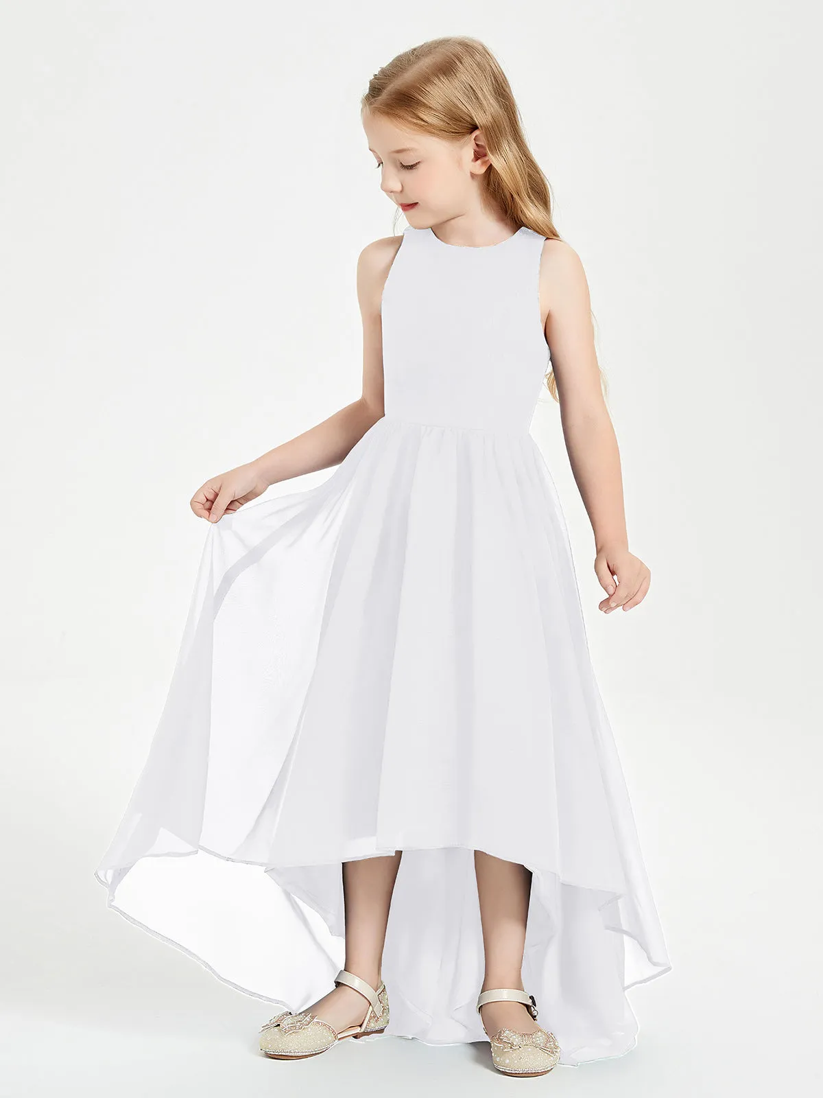 Exquisite Asymmetrical Junior Bridesmaid Dresses Scoop Neck White