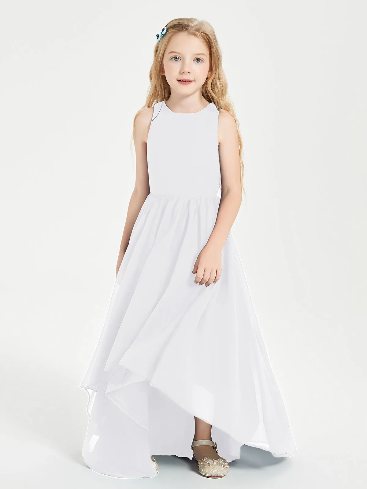 Exquisite Asymmetrical Junior Bridesmaid Dresses Scoop Neck White