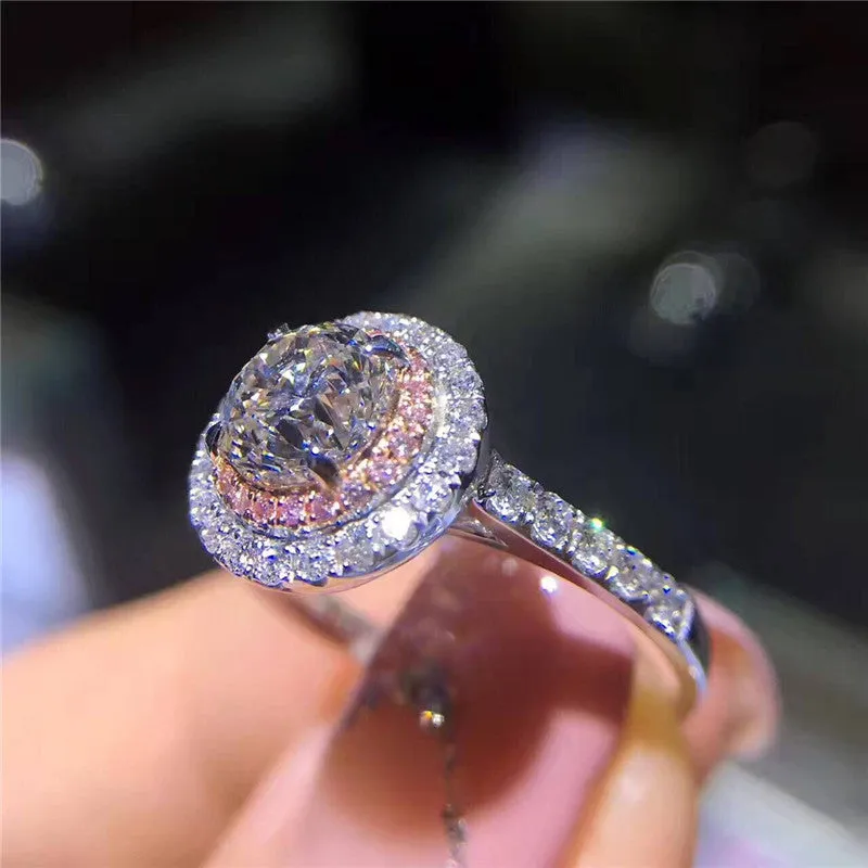 Exquisite Double Halo Crystal Ring