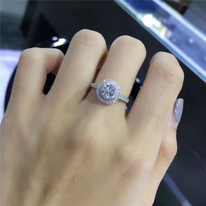 Exquisite Double Halo Crystal Ring