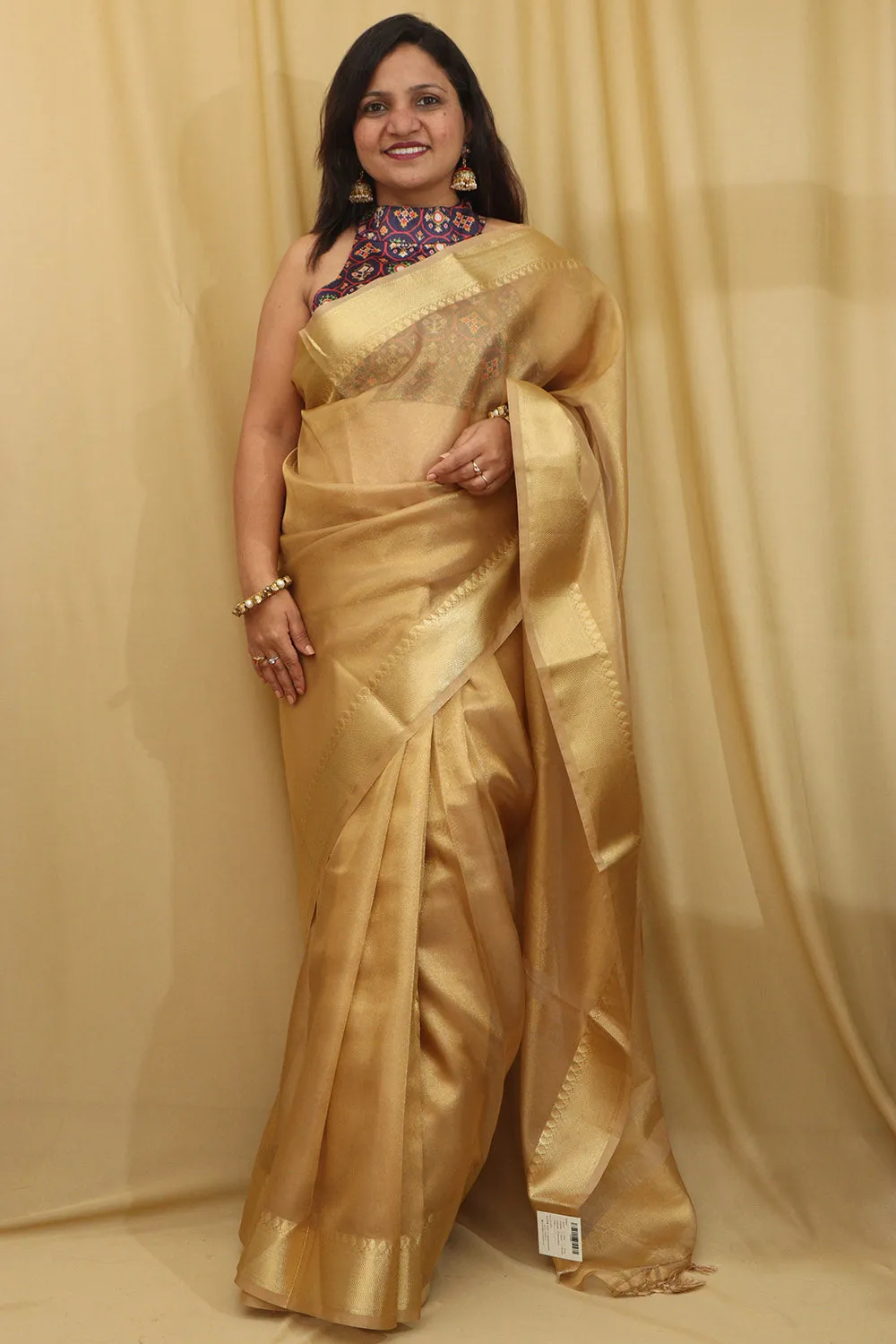 Exquisite Golden Banarasi Tissue Saree - Timeless Elegance