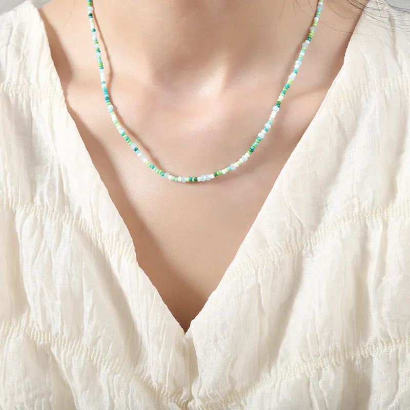 Exquisite Handmade Agate Drop Necklace with Crystal Beads