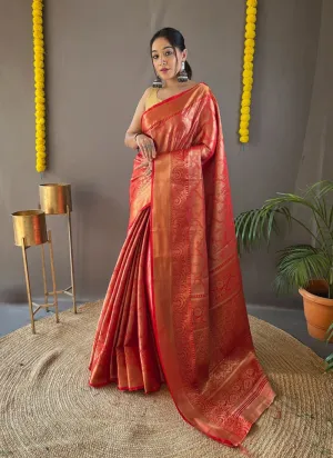 Exquisite Kanchipuram Silk Saree with Intricate Zari Weaving