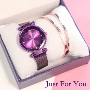 Exquisite Magnet Magnetic Force Unique Creative Band Women Luxury Quartz Watches Ladies Dress Wristwatches Watch NO Box&Bracelet