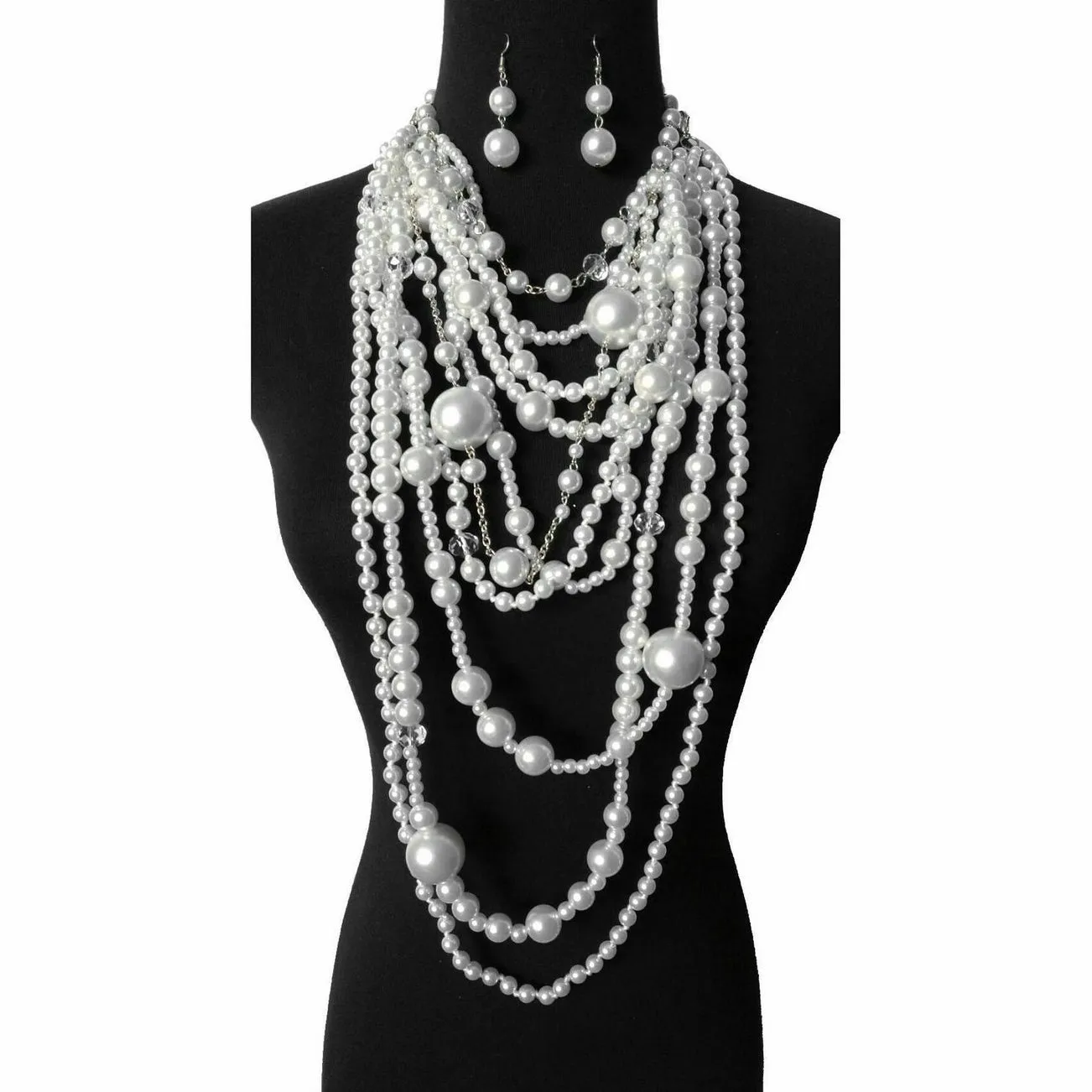 Exquisite Multi-Layered Pearl Necklace Set