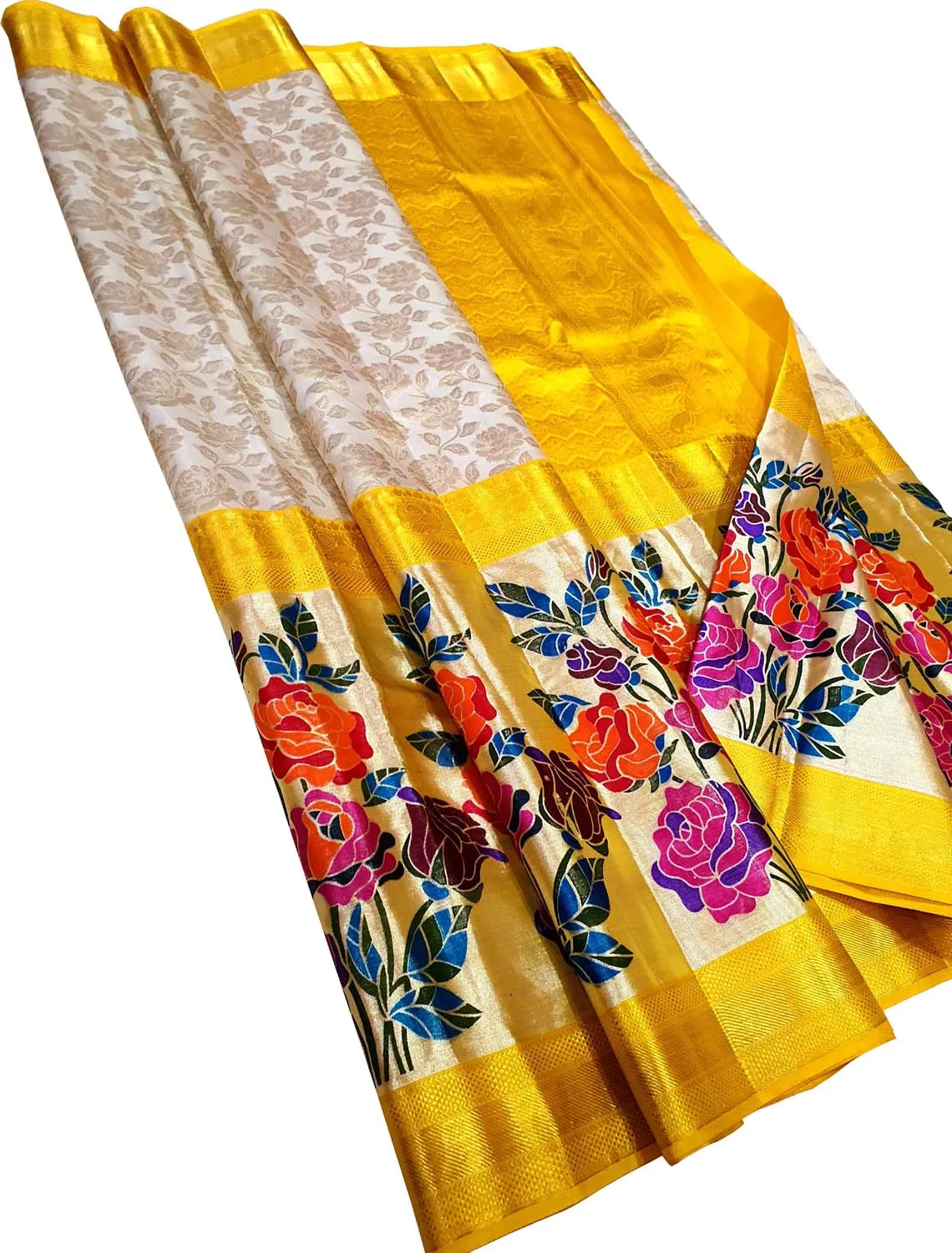 Exquisite Off White Kanjeevaram Silk Saree