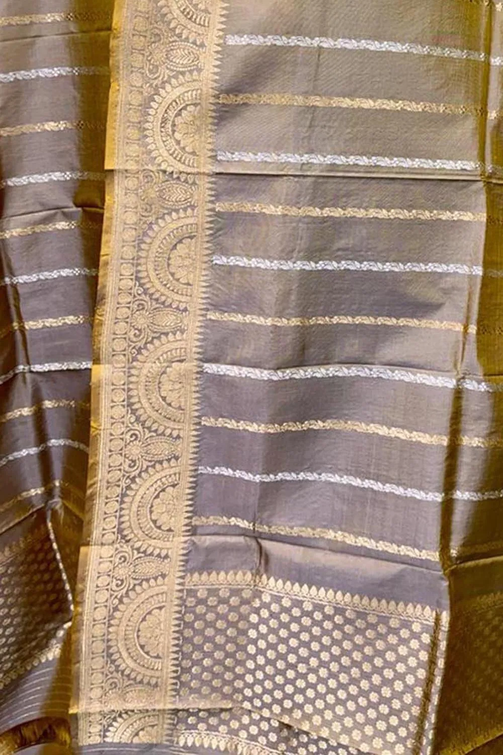 Exquisite Pastel Banarasi Handloom Katan Silk Dupatta