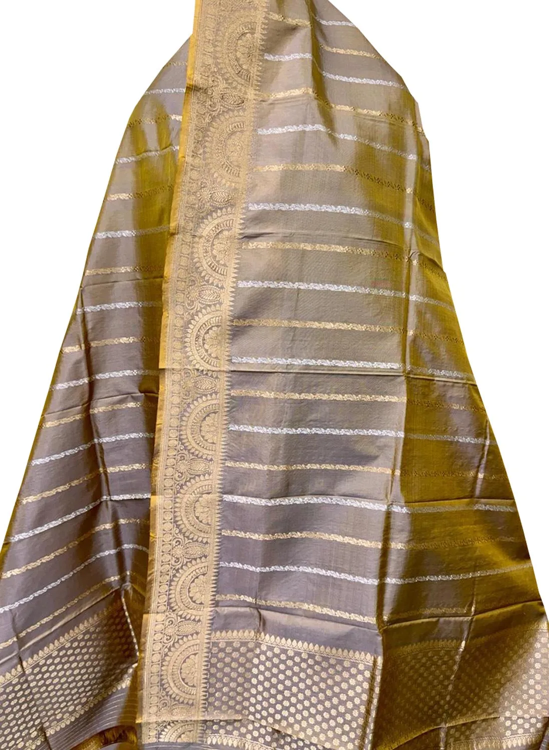 Exquisite Pastel Banarasi Handloom Katan Silk Dupatta