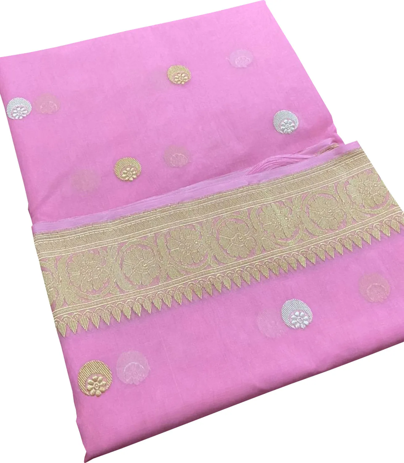 Exquisite Pink Banarasi Handloom Dupatta - Pure Kora Organza