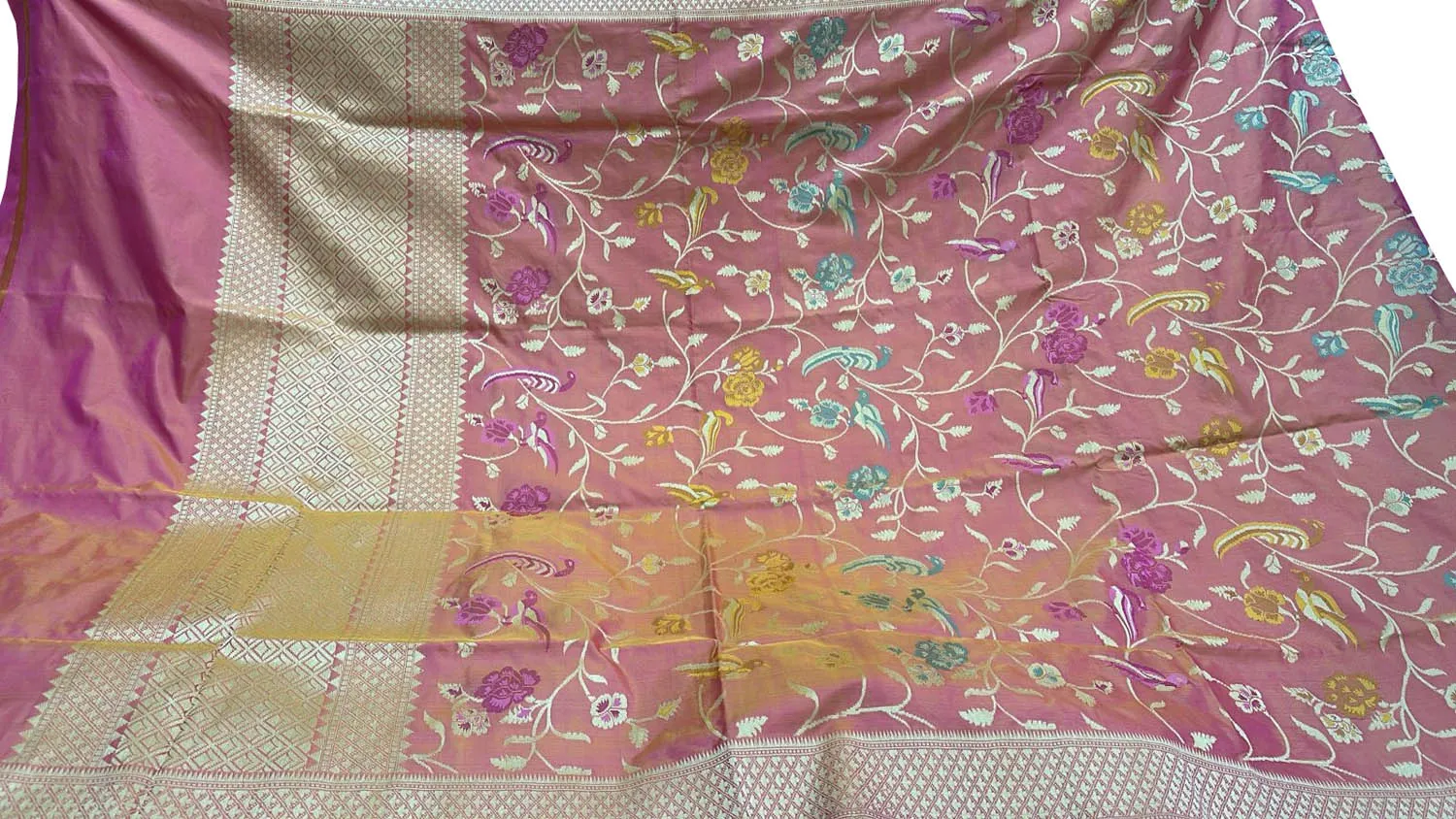 Exquisite Pink Banarasi Silk Handloom Dupatta