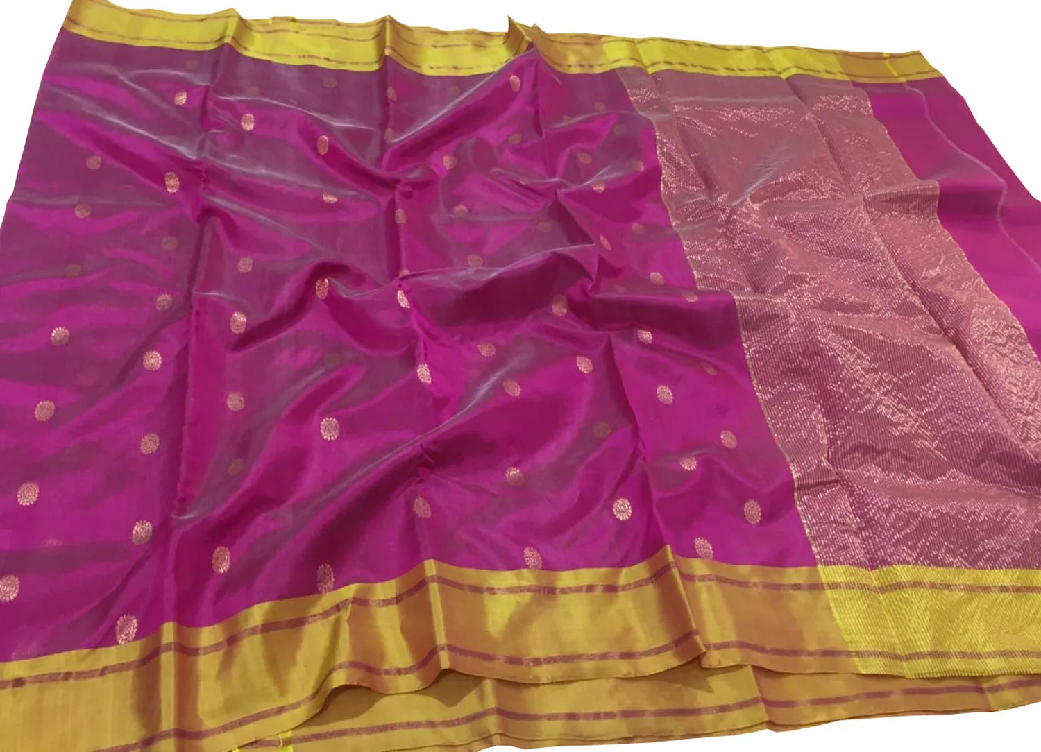 Exquisite Pink Chanderi Silk Saree - Handloom Beauty