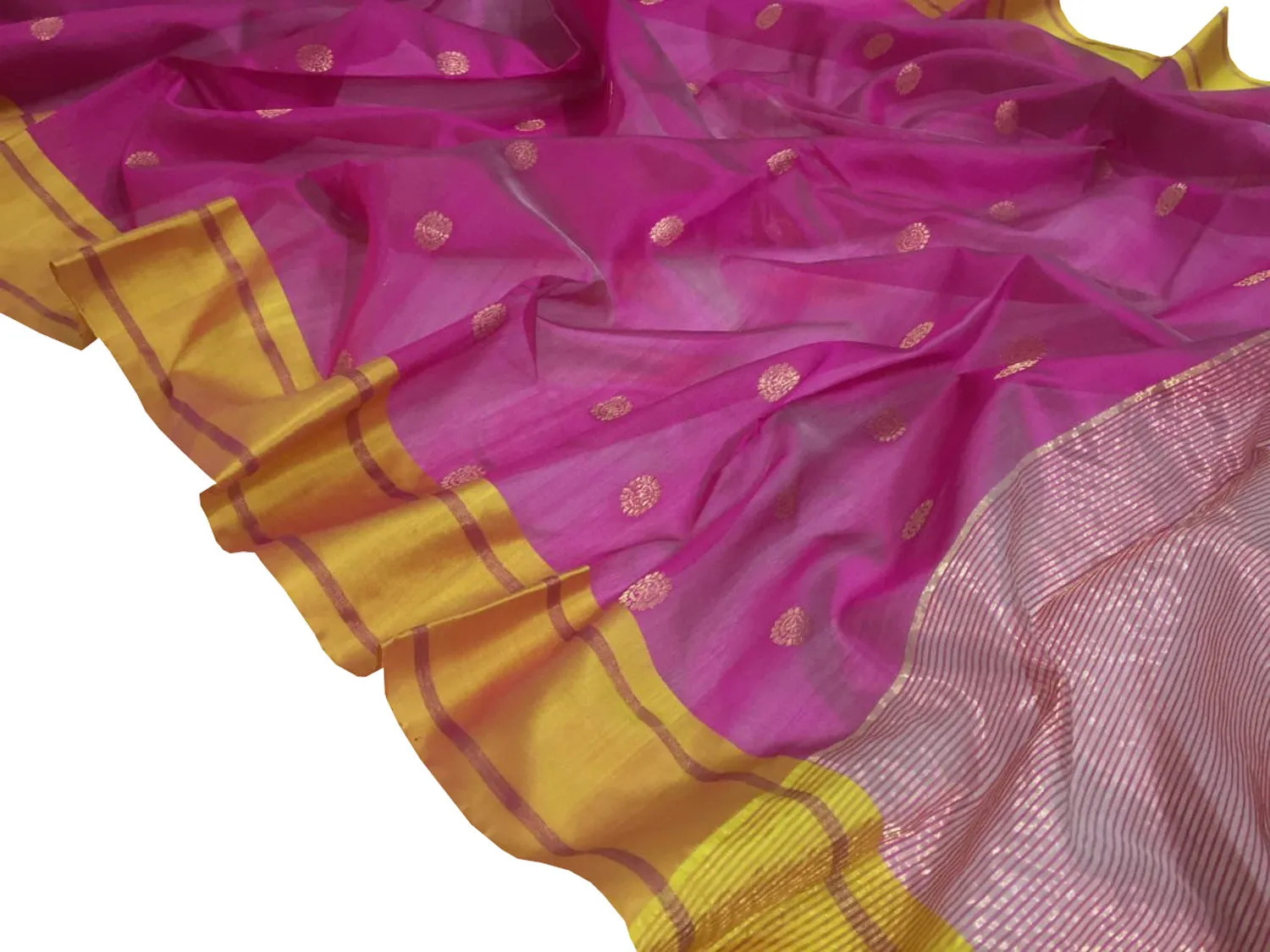 Exquisite Pink Chanderi Silk Saree - Handloom Beauty