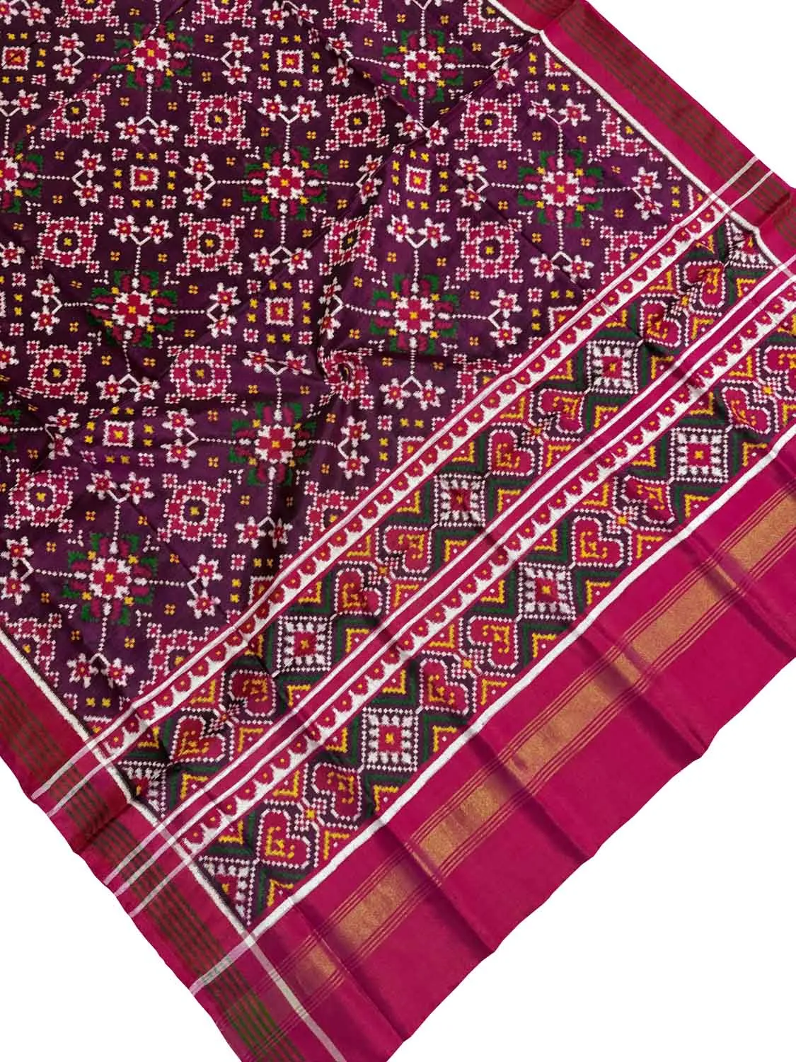 Exquisite Purple Handloom Double Ikat Pure Silk Dupatta