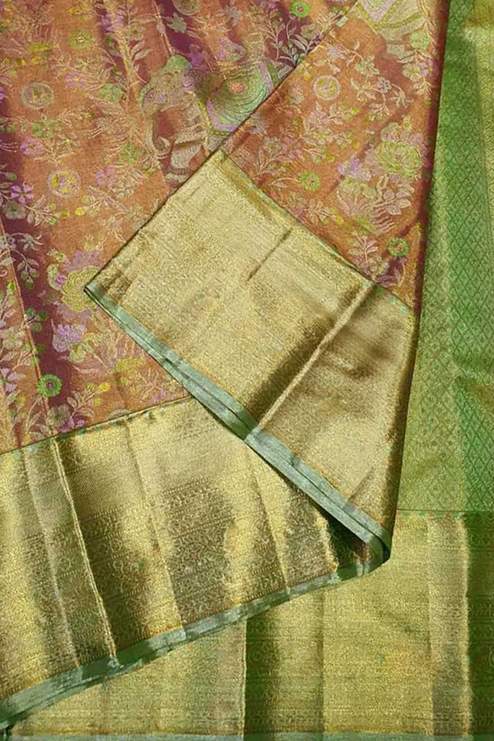 Exquisite Red Kanjeevaram Tissue Silk Saree