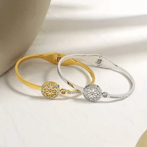 Exquisite Sunflower Stainless Steel Rhinestone Bracelet