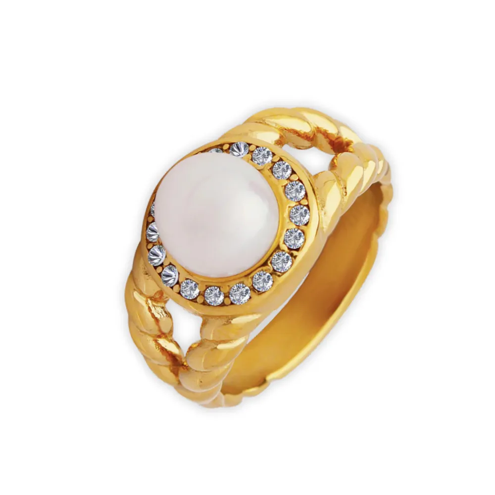 Exquisite Zircon and Freshwater Pearl Ring