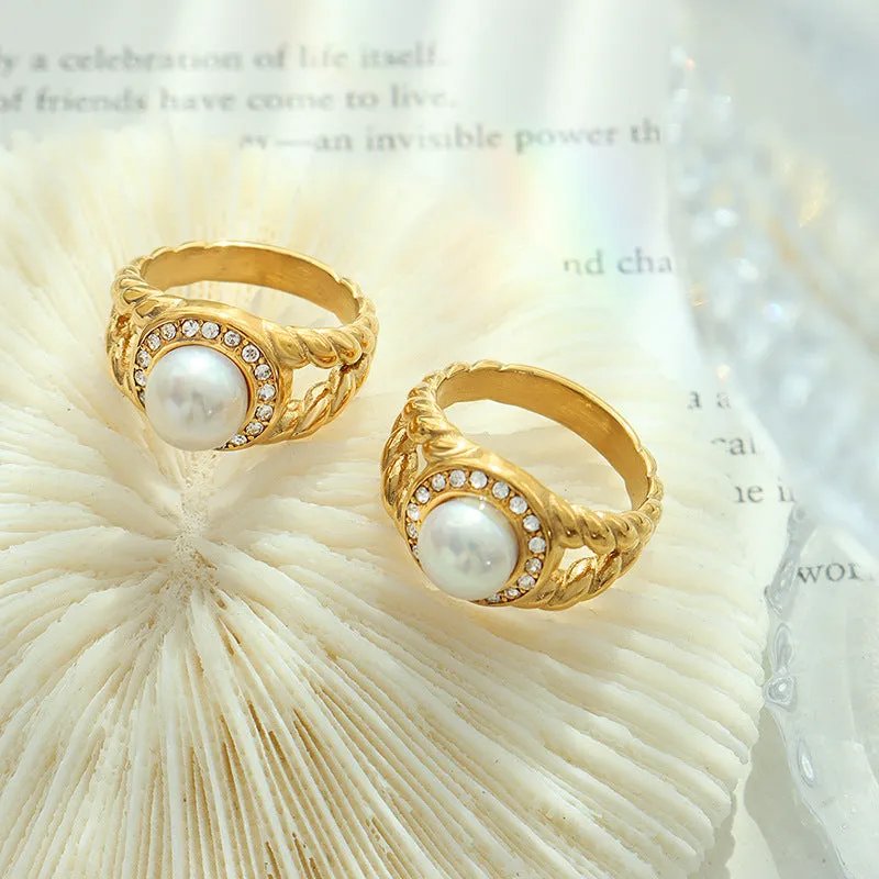 Exquisite Zircon and Freshwater Pearl Ring