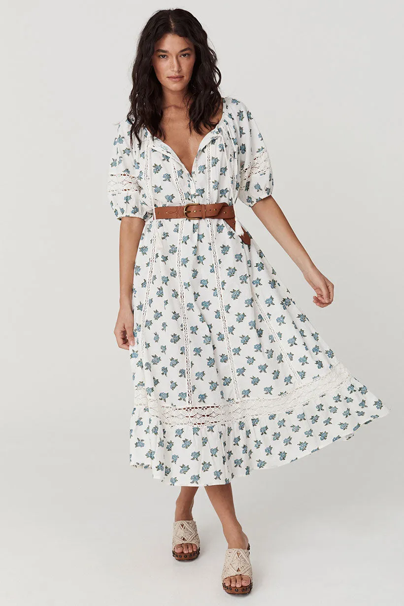 Fable Block Printed Midi Dress - Wild Poppy