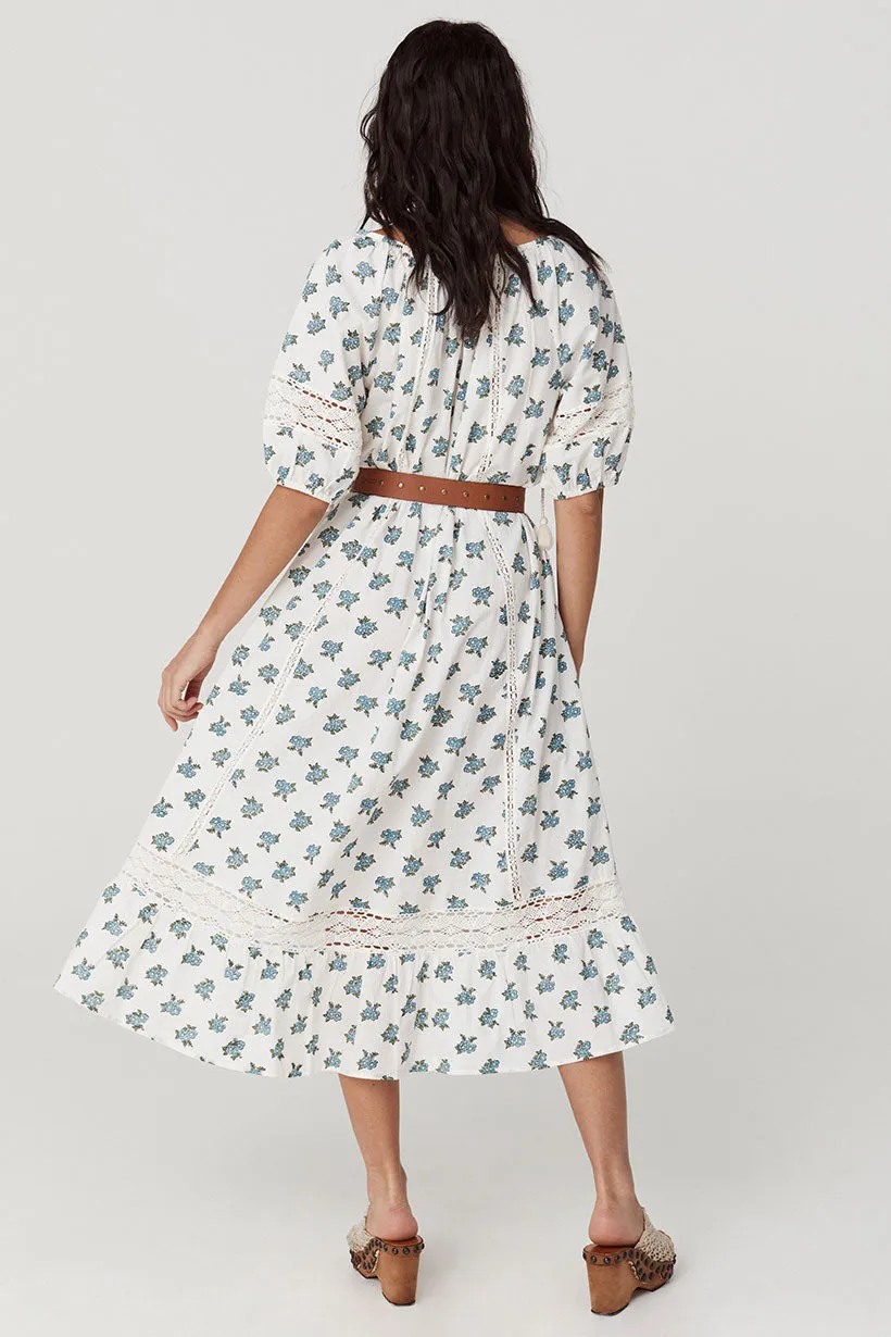 Fable Block Printed Midi Dress - Wild Poppy