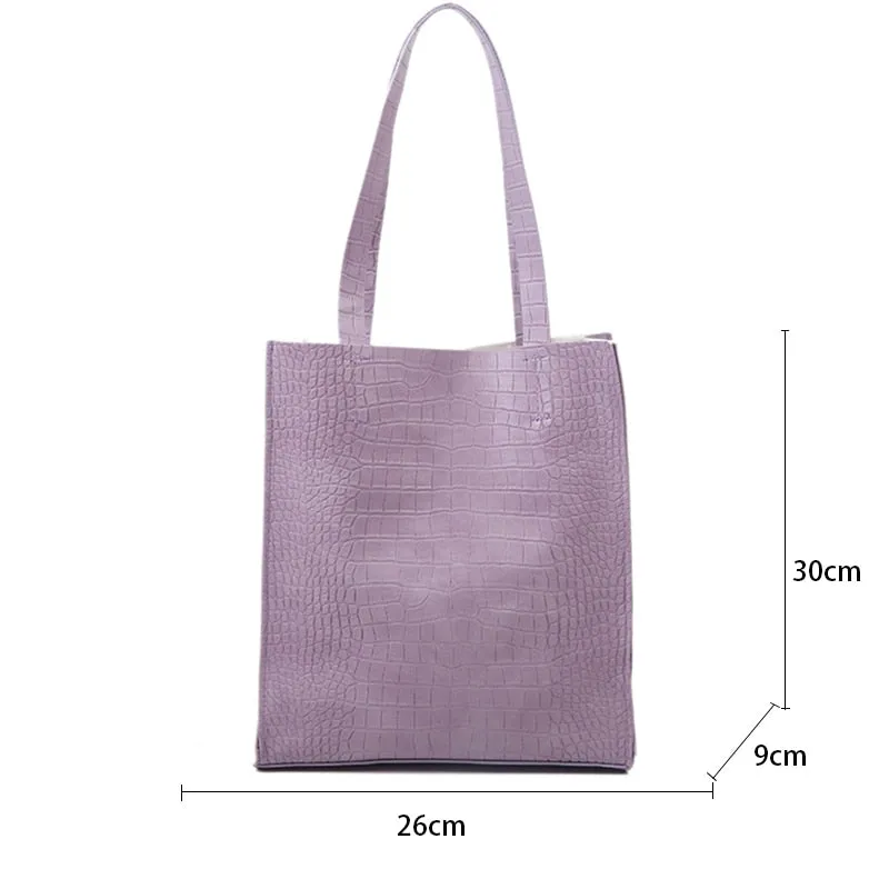 Fashion Alligator Pattern Design Women PU Leather Handbag Large Capacity Casual Tote Bag Luxury Lady Shoulder Shopping Bag Bolsa