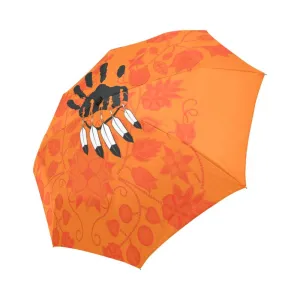 Floral Beadwork Real Orange A feather for each Auto-Foldable Umbrella