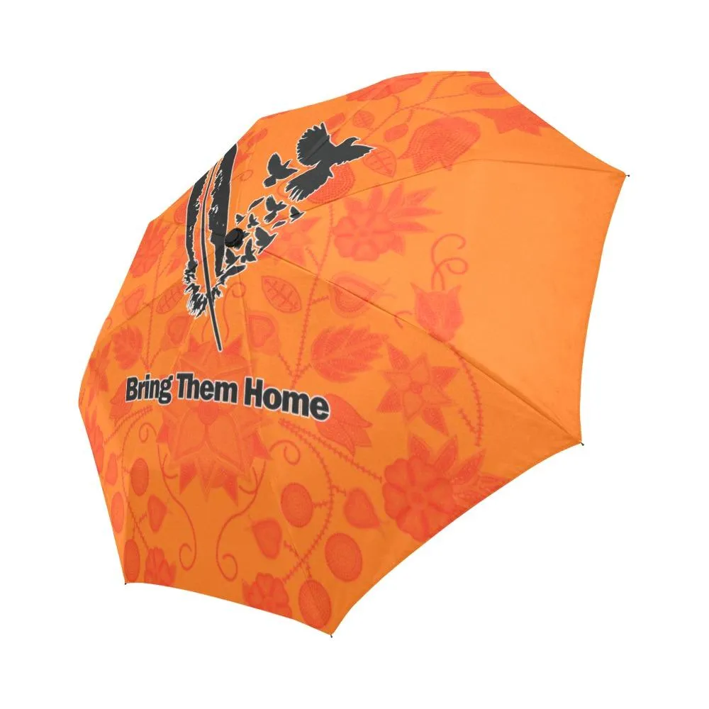 Floral Beadwork Real Orange Bring Them Home Auto-Foldable Umbrella